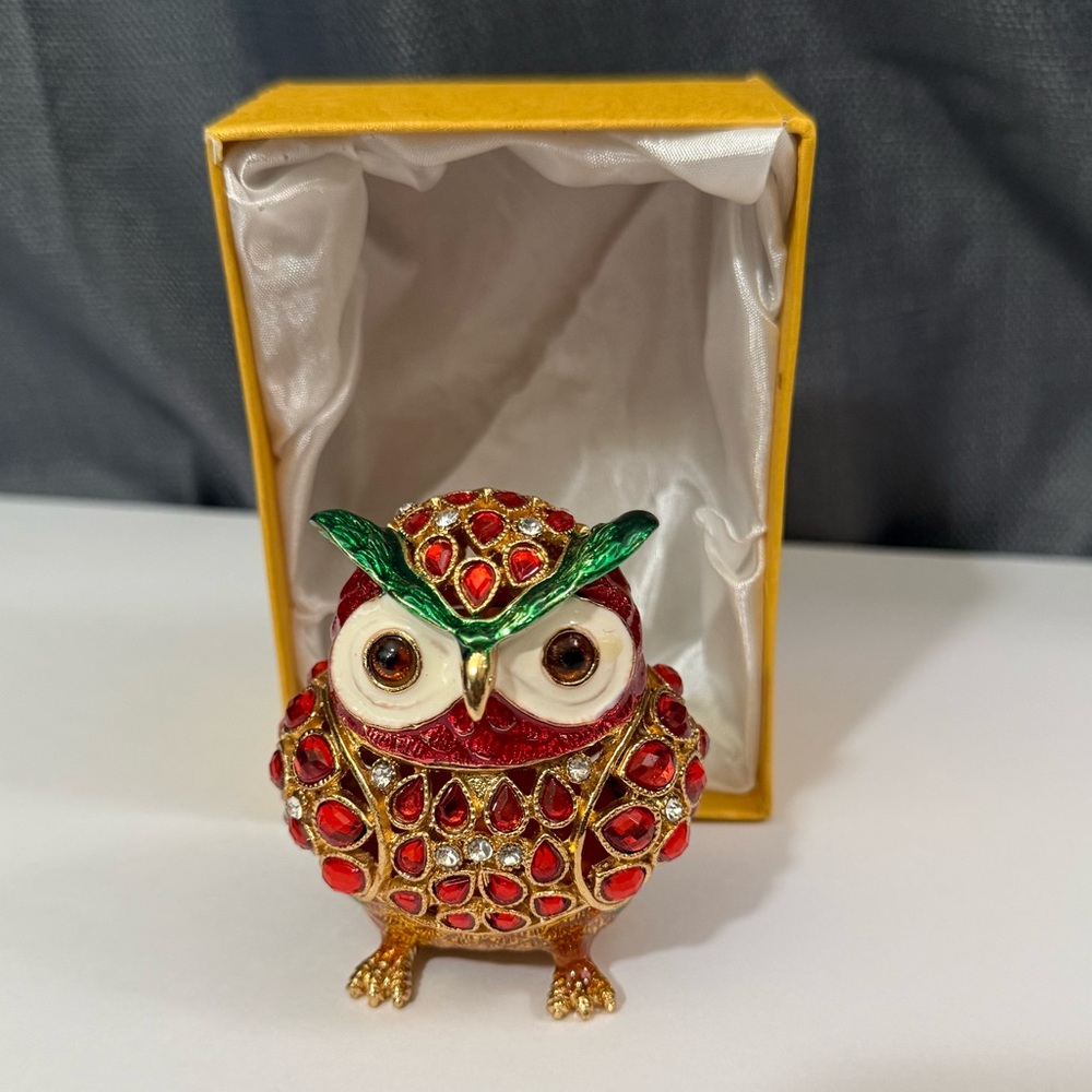 Jeweled Owl Trinket Box